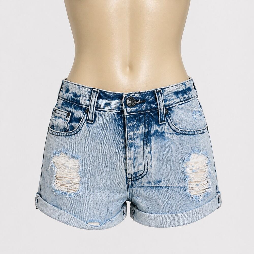 Melville Cut-Off Denim Shorts Jorts Jean Shorts Destroyed Women’s Small Italy - Picture 1 of 10